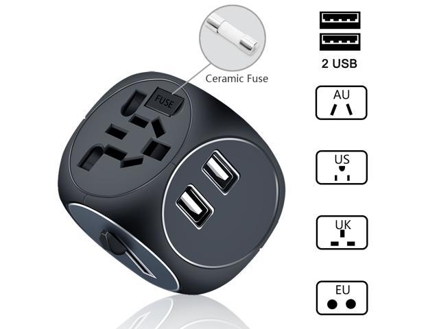 US to EU Europe AC Power Plug World Travel Adapter Converter w