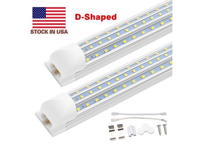 LED Shop Light 8Ft 120W 12000LM Triple Row D Shape V Shaped T8 Integrated Led Tube Light Cool White Clear Cover Hight Output 3ft Extension