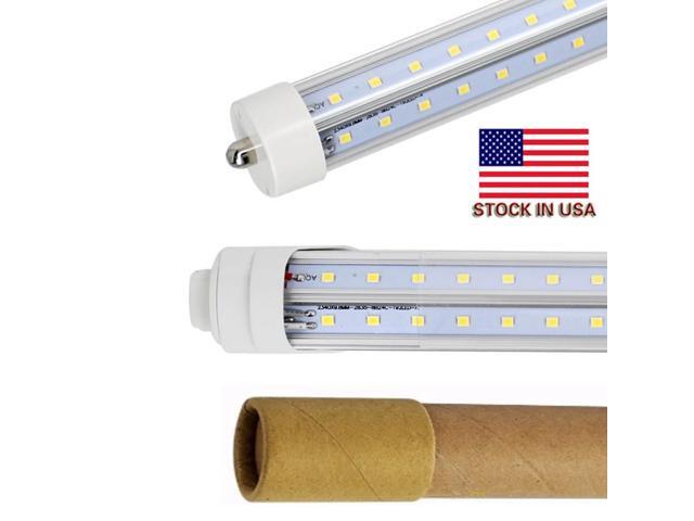 Stock In US + V-Shaped Single Pin FA8 R17D 8ft led tubes lights 8 feet T8 led lights tubes Double Sides AC 85-265V R17D (Dural row) Transparent