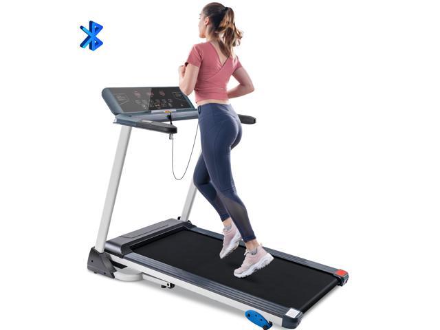 Folding Treadmill Electric Motorized Running Machine with Bluetooth Speakers and 3 Incline Options