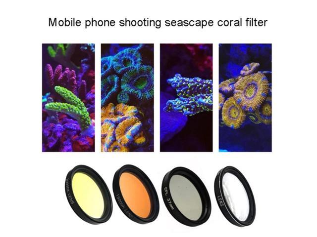 Aquarium Smartphone Camera Lens Filter 4 in 1 Kit Yellow Orange Lens Filter for Coral Reef Aquarium Photography