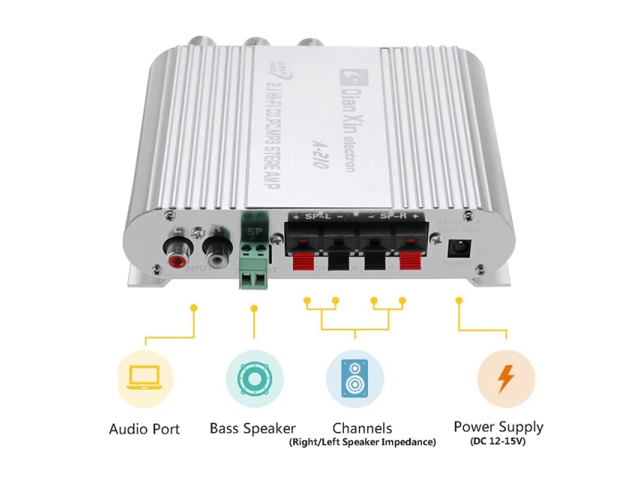 Car Auto DX-210 21 Channel Bass Power Amplifier HiFi o Stereo Speaker Booster 12V Excellent Thermal Stability
