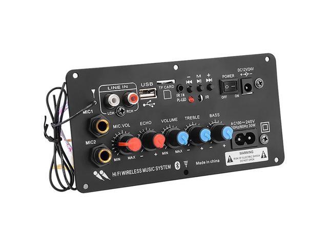 Subwoofer Digital Bluetooth Amplifier Board Dual Microphone Karaoke Amplifier Reverb 220V for 8-12 Inch Speaker US Plug