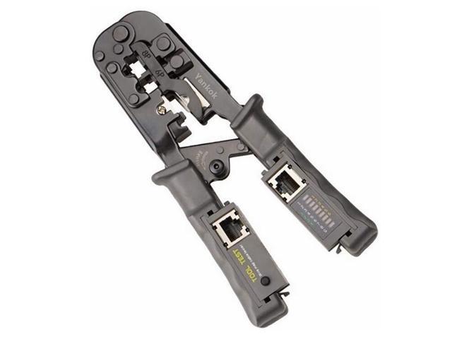 Yankok [All in One Cable Tester Crimper] for RJ45 RJ12 RJ11 Modular Plugs Network Connectors Strip Cut Test and Crimp Tool (Come with User Manual