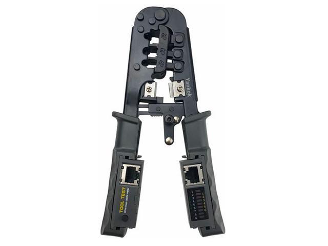 Yankok [RJ45 RJ12 RJ11 Cable Tester Crimper] for Cat5e Cat6 Cat7 Modular Plugs Network Connectors Crimping and Ethernet Cables Strip Cut and Test