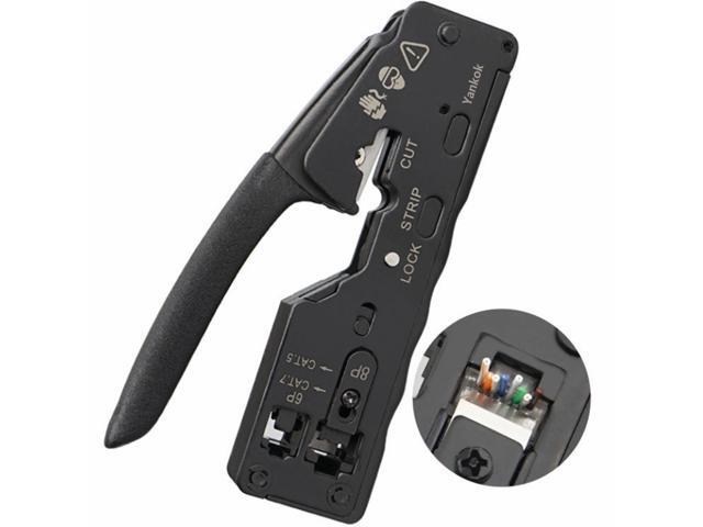 Yankok [The Ultimate Pass Thru Crimper] for Cat5 Cat5e Cat6 Network Connectors Cat6a Cat7 Shielded Modular Plugs RJ45 RJ12 RJ11 Pass Through Crimp