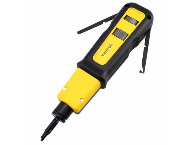 Yankok [Impact Punch Down Tool] with 110 blade Built-in Swing-out Hook and Spudger Adjustable Impact Force Setting (Lo/Hi) Cuts and Terminates