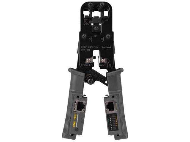 Yankok [RJ45 RJ12 RJ11 Cable Tester Crimper] for Cat5e Cat6 Cat7 Modular Plugs Network Connectors Crimping and Ethernet Cables Strip Cut and Test