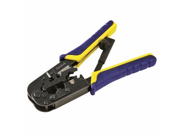 Yankok [RJ45 RJ12 RJ11 Modular Crimper] for Cat5 Cat5e Cat6 Network Connectors Ethernet Cable Plugs Strip Cut and Crimp Tool Black and Purple