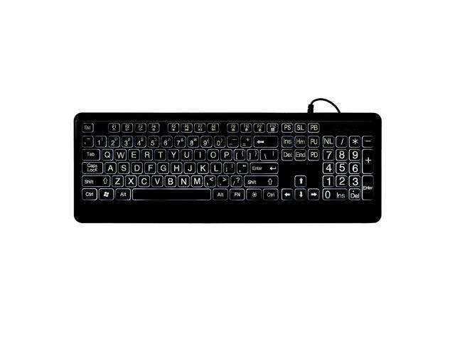 Wired Large Print Keyboard White Bold Jumbo Letters Silent Backlit Keyboard with Oversized Characters 104 Keys for The Elder and People with Bad