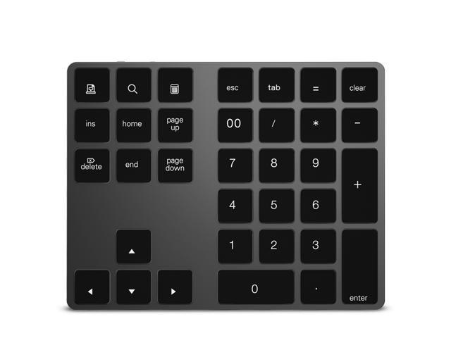 Wireless Numeric Keyboard Aluminium 34 Key BT Keyboard Built-in Rechargeable Battery Keypad for Windows/iOS/Android (Black)