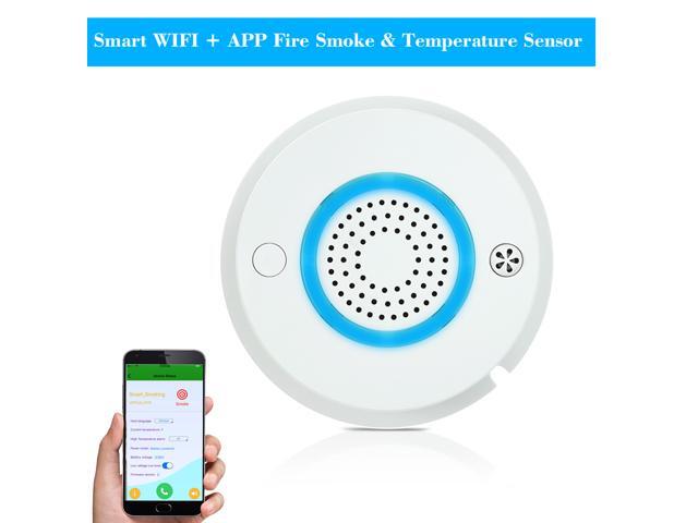 Smart WIFI + APP Fire Smoke & Temperature Sensor Smart 2 in 1 Wireless Smoke Temperature Detector Alarm APP Remote Control Home Security Alarm