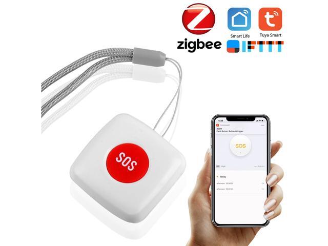 Tuya Zigbee Wireless Remote Call Button SOS/Emergency Button Caregiver Pager for Bed/Chair/Floor Mat Fall Alarm Patient Elderly Disabled Press for