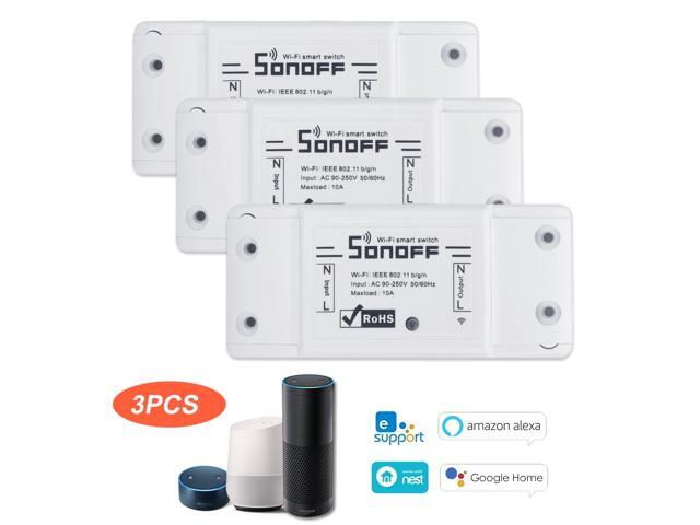 SONOFF Basic Wifi Switch Works with Alexa for Google Home Timer 10A/2200W Wireless Remote Switch for Android/IOS APP Control for Electric