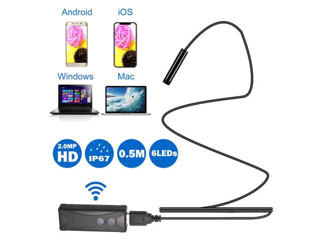 Wireless Endoscope Camera WiFi Borescope Inspection 7mm 20MP HD Waterproof Inspection Snake Camera Compatible with Android iOS Phone Tablet PC