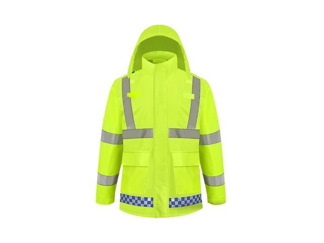 SFVest High Visibility Reflective Rainwear Coat Luminous Safety Raincoat Outdoor Hiking Riding Men and Women Waterproof 300D Oxford Cloth Coating