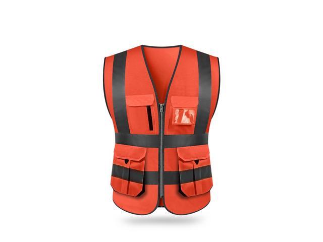 SFVest High Visibility Reflective Safety Vest Reflective Vest Multi Pockets Workwear Security Working Clothes Day Night Motorcycle Cycling Warning