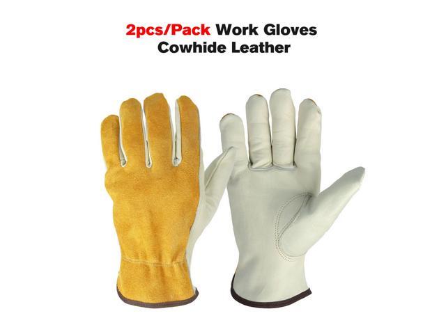 2pcs/Pack Work Gloves Cowhide Leather Men Working Welding Gloves Driver Security Protection Gloves Garden Sports MOTO Safety Protective