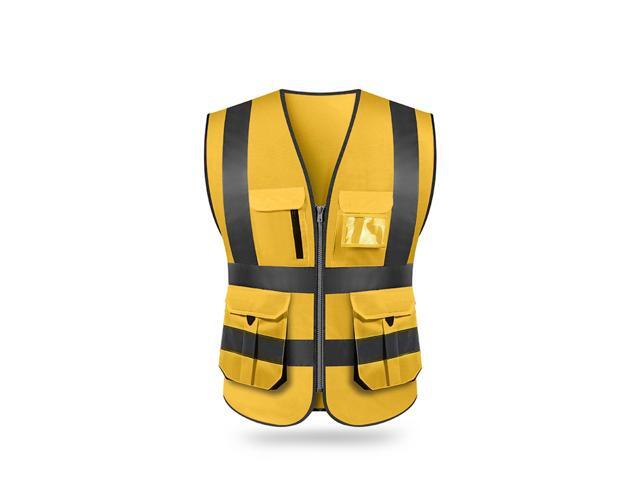 SFVest High Visibility Reflective Safety Vest Reflective Vest Multi Pockets Workwear Security Working Clothes Day Night Motorcycle Cycling Warning