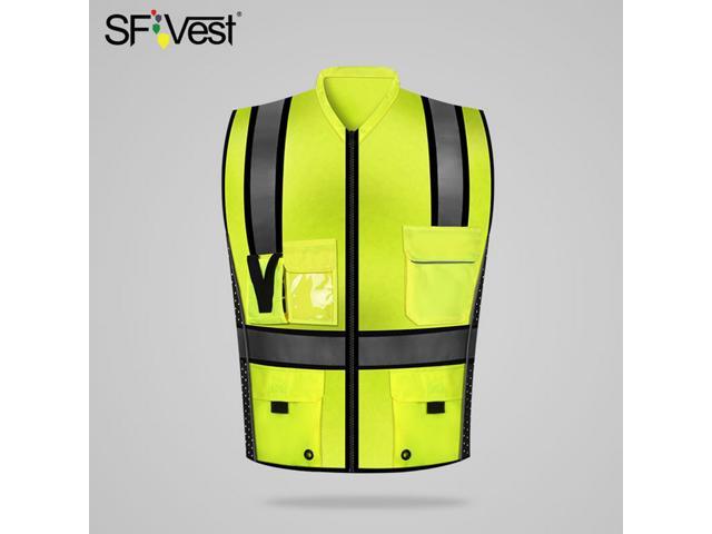 SFVest High Visibility Reflective Safety Vest Reflective Vest Multi Pockets Workwear Security Working Clothes Day Night Motorcycle Cycling Warning