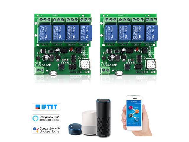 2PCS eWeLink Smart Remote Control Wireless Switch Universal Module 4ch DC 5V 12V 32V Wifi Switch Timer Phone APP Remote Control Support Alexa