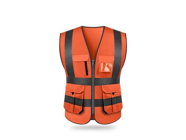 SFVest High Visibility Reflective Safety Vest Reflective Vest Multi Pockets Workwear Security Working Clothes Day Night Motorcycle Cycling Warning