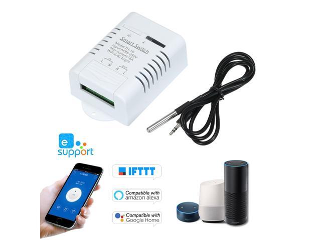 eWeLink TH-16 Smart Wifi Switch 16A/3500W Monitoring Temperature Wireless Home Automation Kit with Waterproof DS18B20 Temperature Sensor Compatible