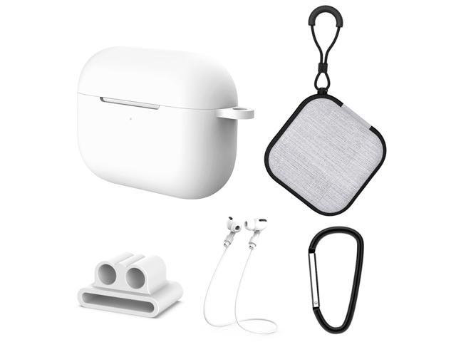 5 in1 Protective Case Compatible with Apple AirPods Pro Charging Case Silicone Cover + Watch Band Holder + Anti-lost Straps + Storage Bag + Hook