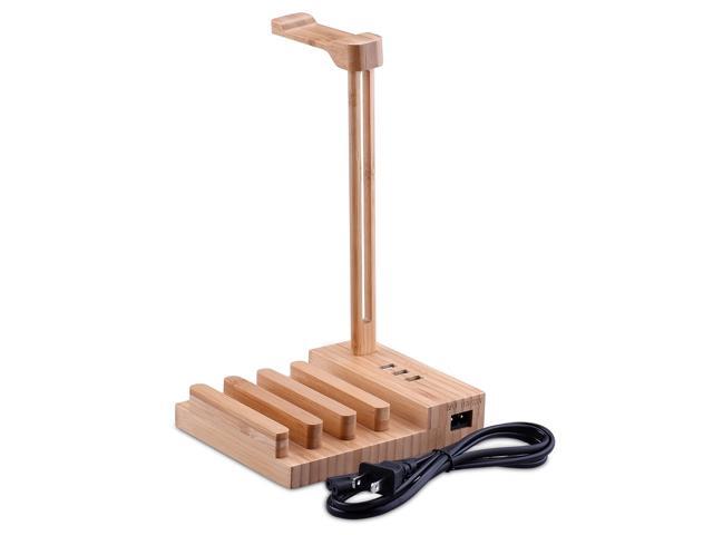 Wooden Headphone Stand Universal Charging Earphone Hanger Holder