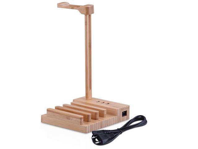 Wooden Headphone Stand Universal Charging Earphone Hanger Holder