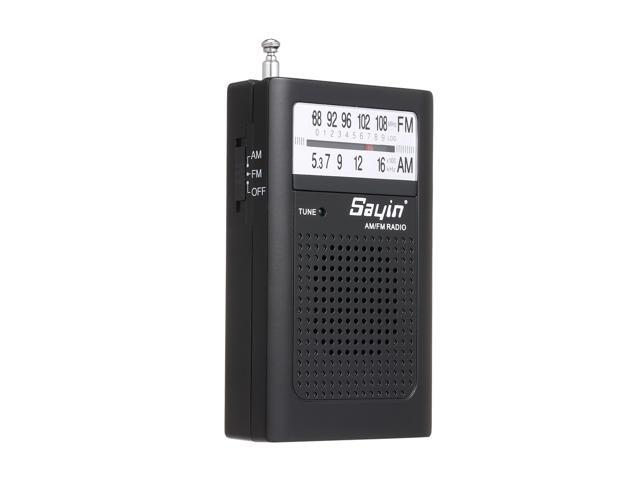 Mini AM FM Radio 2 Band Radio Receiver Portable Pocket Transistor Radio Built-in Speaker w/ Headphone Jack Telescopic Antenna