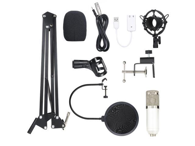 BM800 Condenser Microphone Lit Pro Audio Studio Recording & Brocasting Adjustable Mic Suspension Scissor Arm Pop Filter
