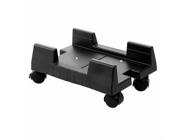 Mobile Desktop Computer Floor Stand Rolling Wheels Adjustable Width PC Tower Holder (Black)