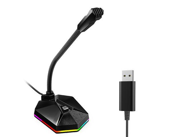 TSP201 Desktop Capacitive Microphone USB Noise Reduction Computer Microphone with RGB Light Effect for Gaming Live Streaming