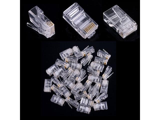 RJ45 Crystal Head Network Crystal Head 8P8C Gold-plated Connector Computer Network Cable Connector 50PCS