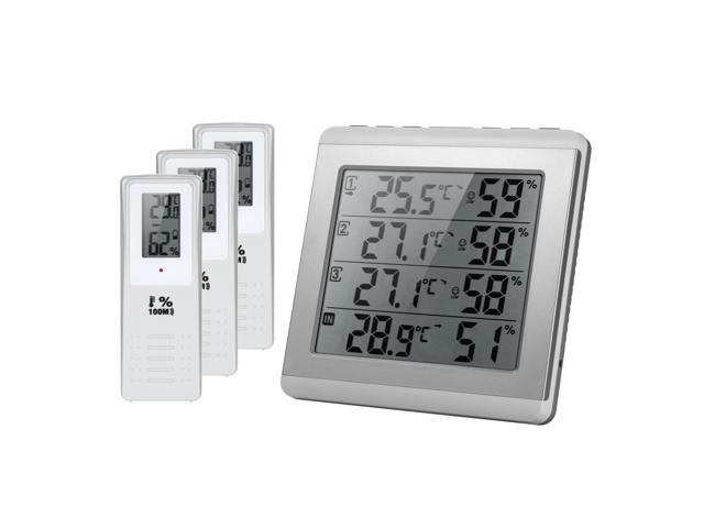 LCD Digital Wireless Indoor/Outdoor Thermometer Hygrometer Four-channel? /? Temperature Humidity Meter with 3 Outdoor Transmitter Comfort Level