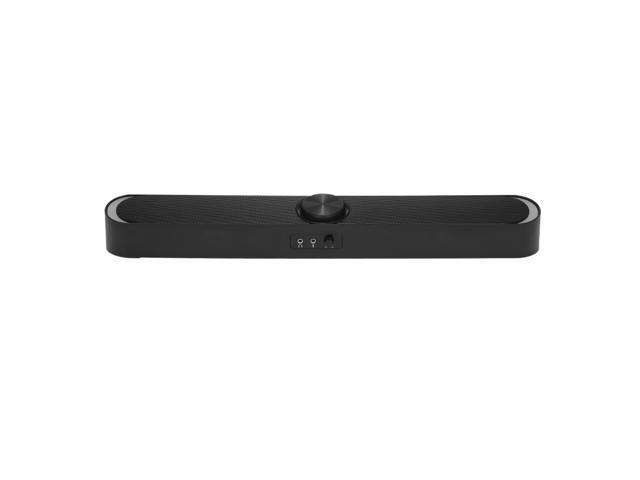 SADA V-198 USB Powered Sound Bar Computer Speakers with LED Lights 35mm Audio Mic Plug Wired Soundbar Speaker for PC Cellphone Tablets Desktop Laptop