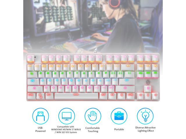 Illuminated Keyboard 87 Keys Gaming Keyboard USB Powered Operated Diverse Lighting Effect for Computer Laptop E-sports Compatible with WINDOWS XP/