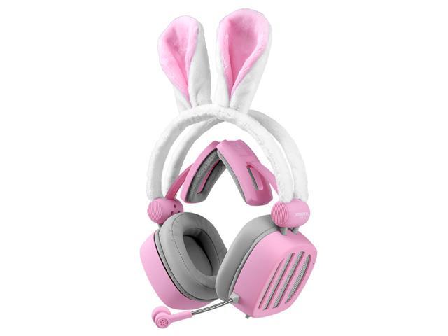 XIBERIA S21 Pink Rabbit Ears Headset 35mm Gaming Headset Passive Noise Cancelling Headset 71 Virtual Channel Live Headset