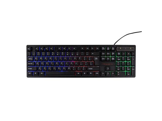 KR-6300 USB Wired Keyboard Gaming Keyboard 104 Keys Three-color Backlight Keyboard Ergonomic Gaming Keyboard Black