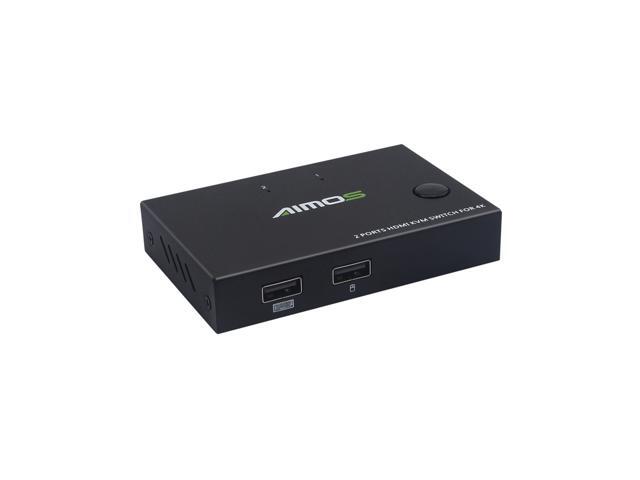 AIMOS HDMI KVM Switcher 4K 2 in 1 out KVM Switcher Keyboard Mouse USB Shared Display Synchronization Controller