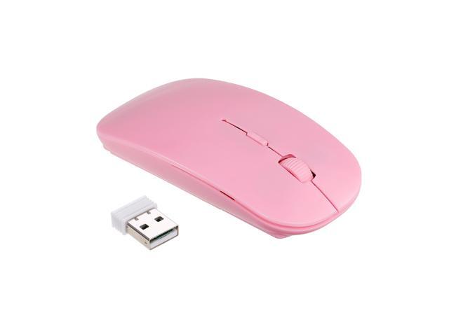 24G Wireless Mouse Portable Ultra-thin Mute Mouse 4 Keys Wireless Optical Mouse 1600DPI for Desktop Computer Laptop Pink