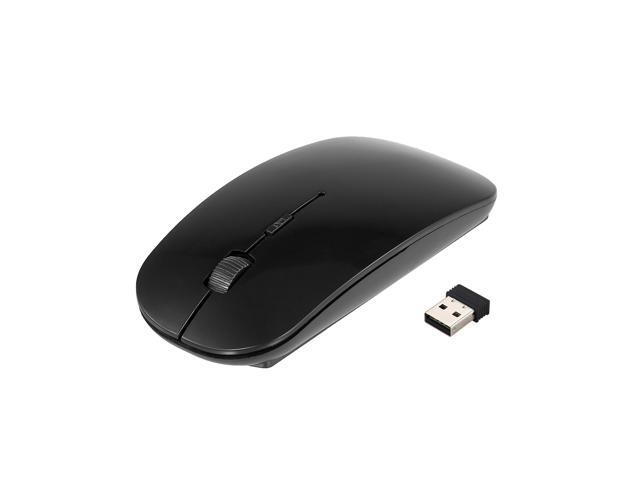 24G Wireless Mouse Portable Ultra-thin Mute Mouse 4 Keys Wireless Optical Mouse 1600DPI for Desktop Computer Laptop Black