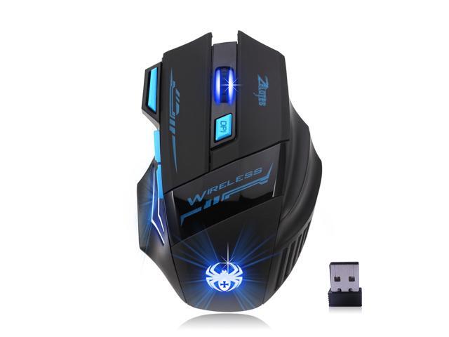 ZELOTES F14 LED Optical Computer Mouse Wireless 24G 2400 DPI 7 Buttons Wireless Gaming Mouse Colorful Breathing Lights for Pro Gamer