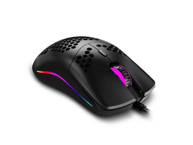 ZELOTES C-7 USB Wired Mouse RGB Gaming Mouse 16000DPI Computer Game Mice Hollowed-out Honeycomb Design for PC Laptop Black