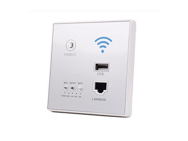 300Mbps Power AP Relay Intelligent Wireless WIFI Repeater Extender Wall Embedded 24GHz Router Panel with USB Socket