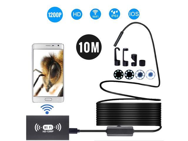 8mm Wireless Endoscope Camera IP68 Waterproof WiFi Inspection 20MP HD 8 LED Semi-Rigid Cable Borescope for iPhones iPads Android Devices and PC