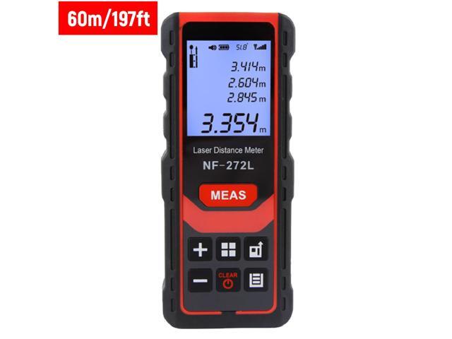 60m/197ft Rechargeable Laser Distance Meter Handheld Palm Size Distance Finder High Precision Laser Distance Measure Tool Digital LCD Range Finder