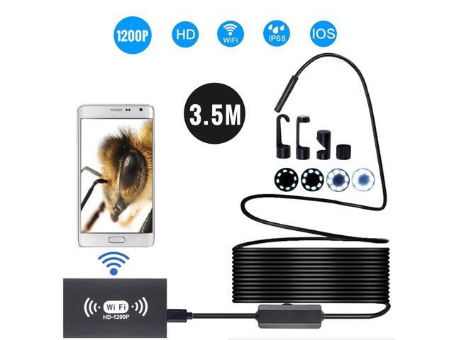 8mm Wireless Endoscope Camera IP68 Waterproof WiFi Inspection 20MP HD 8 LED Semi-Rigid Cable Borescope for iPhones iPads Android Devices and PC