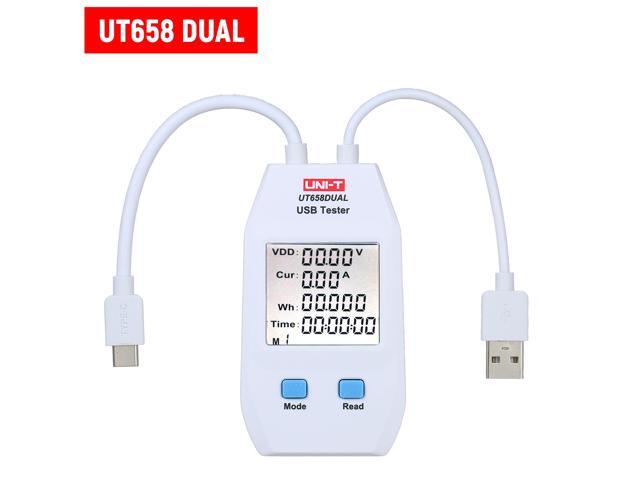 USB Power Meter LCD USB Tester Detector Voltmeter Ammeter Digital Power Capacity Tester (UT658-Dual)